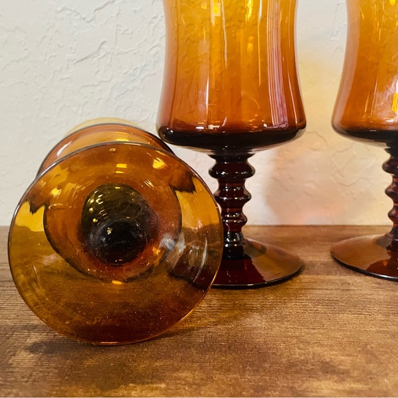 Set of 3 Colony Richmond Amber Gold Orange Cordial Glasses Water Goblets VTG - Picture 6 of 7